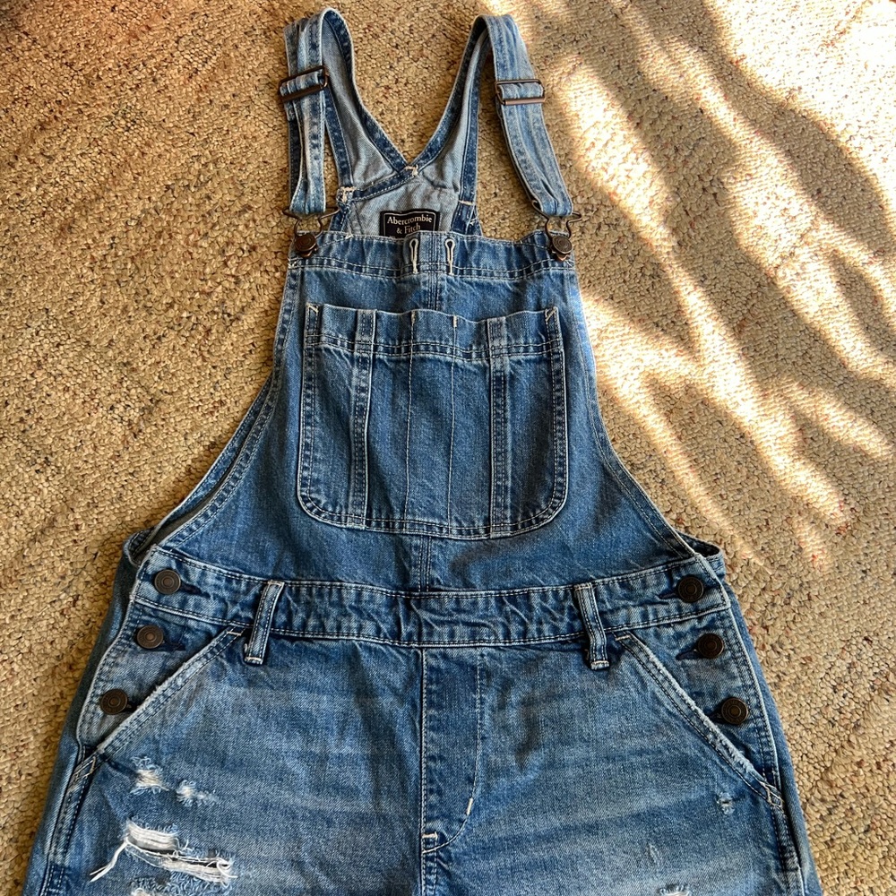 Abercrombie & Fitch Blue Denim Short Overalls